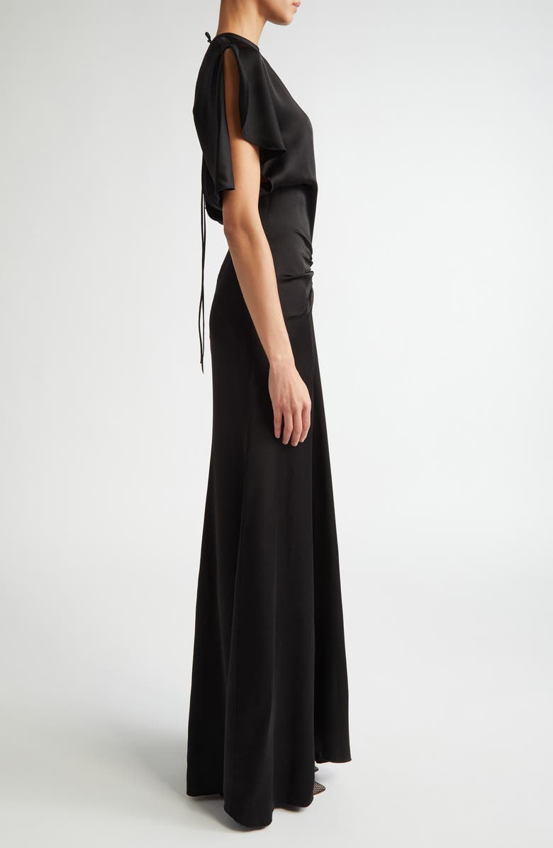 Victoria Beckham Gathered Waist Crepe Back Satin Gown, Alternate, color, 