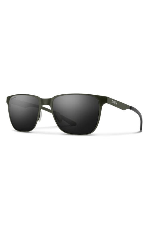 Smith Lowdown 54mm Chromapop™ Polarized Square Sunglasses In Matte Moss/chromapop Black