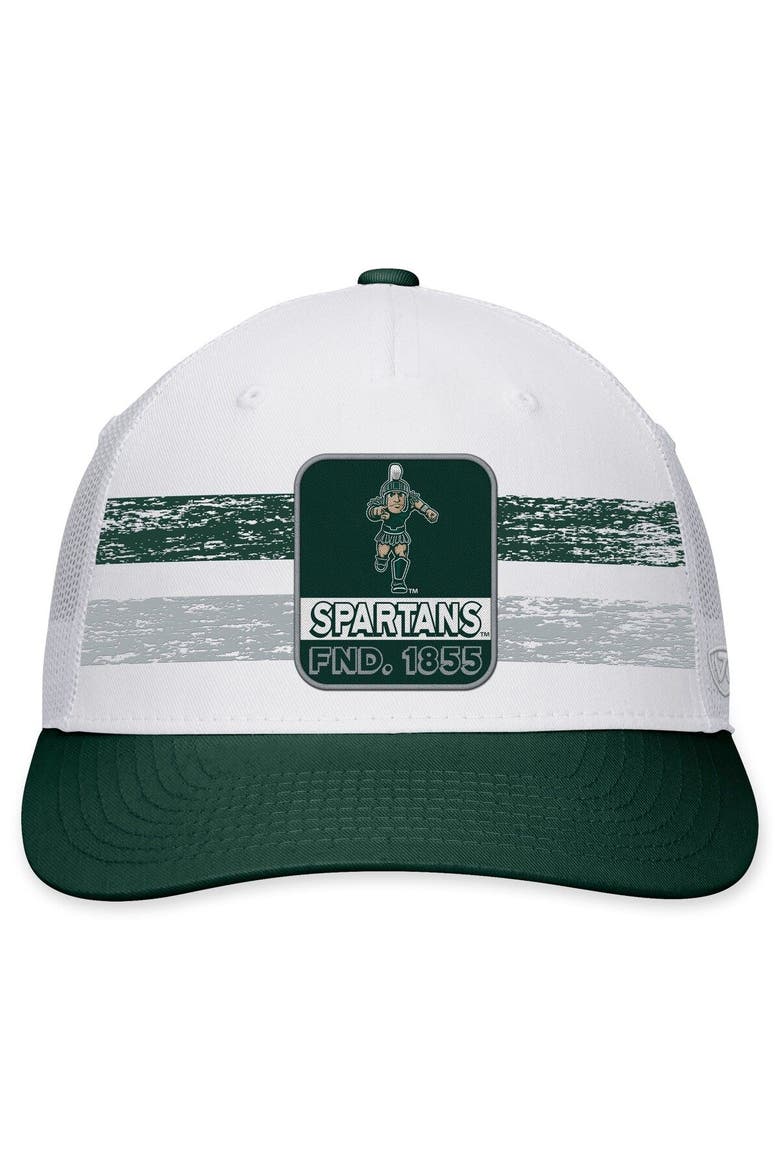 Men's Top of the World White/Green Michigan State Spartans Retro Fade Snapback Hat, Alternate, color, White