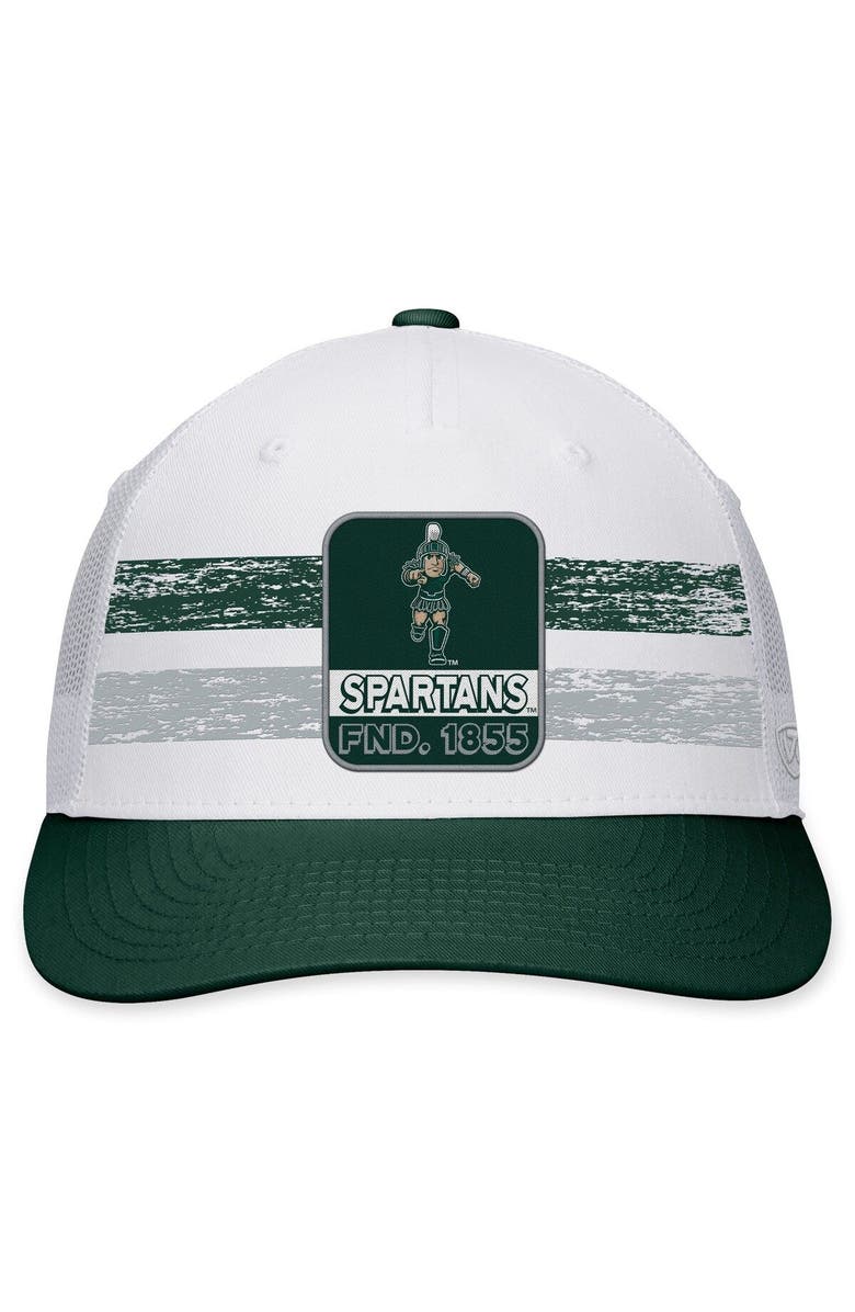 TOP OF THE WORLD Men's Top of the World White/Green Michigan State Spartans Retro Fade Snapback Hat, Alternate, color, White