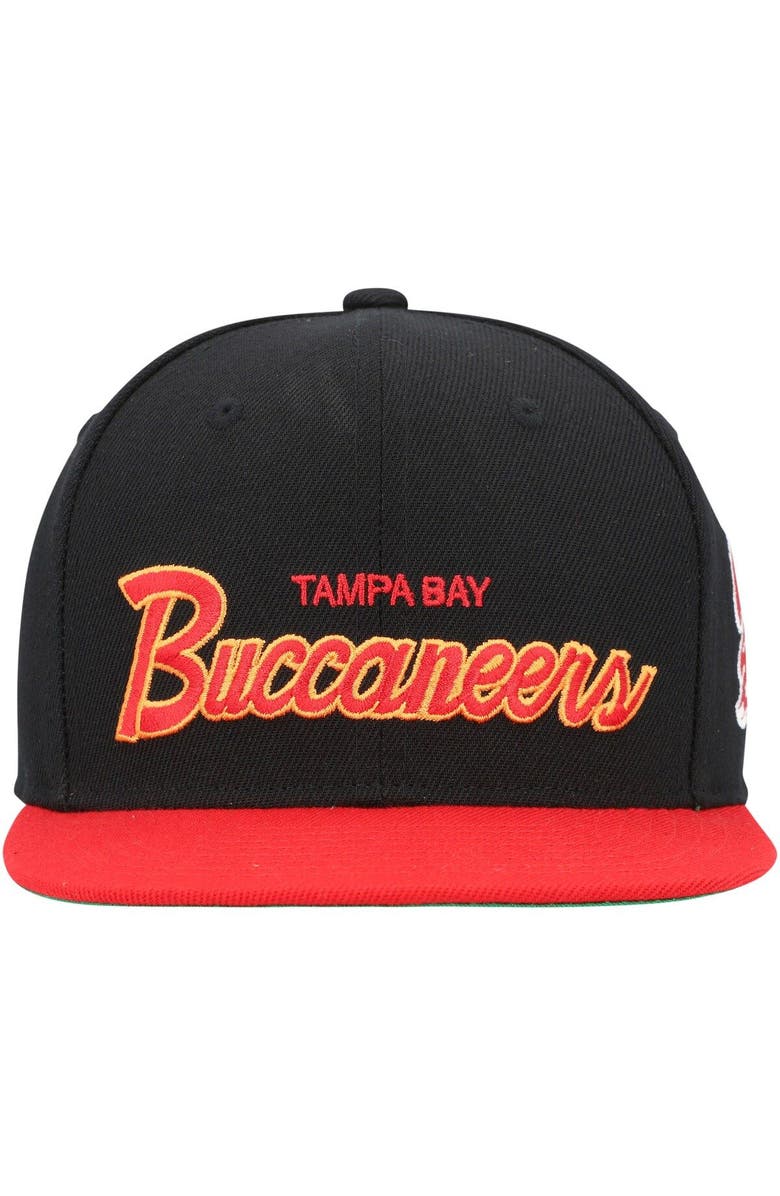 Mitchell & Ness Youth Mitchell & Ness Black/Red Tampa Bay Buccaneers Team Script Snapback Hat, Alternate, color, Black