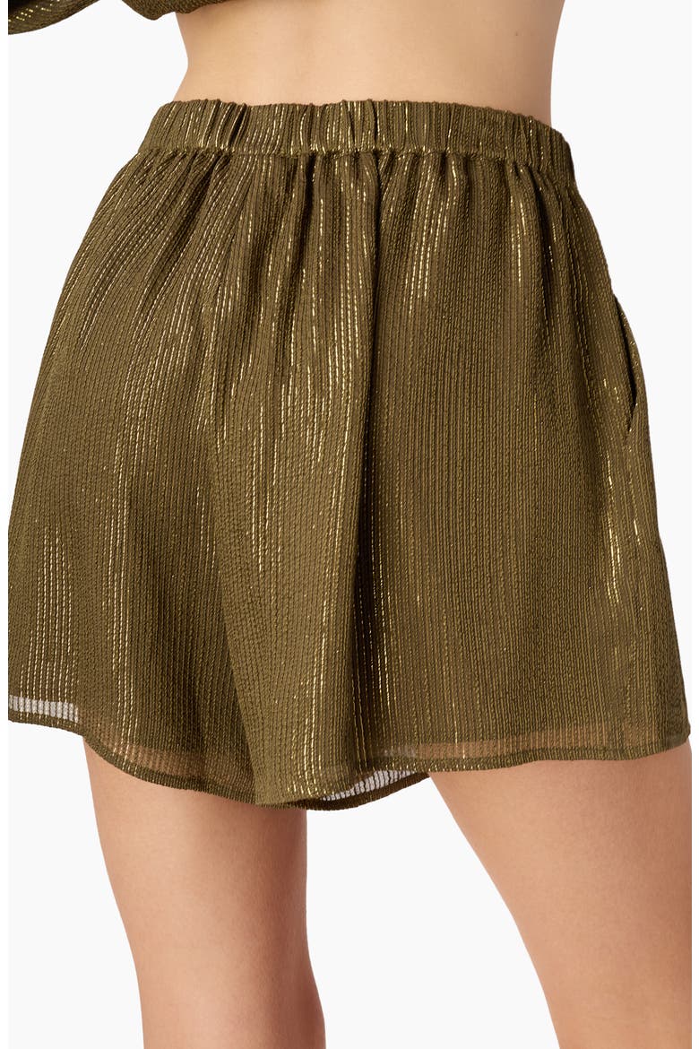 Riviera Metallic Chiffon Shorts, Alternate, color, GROVE