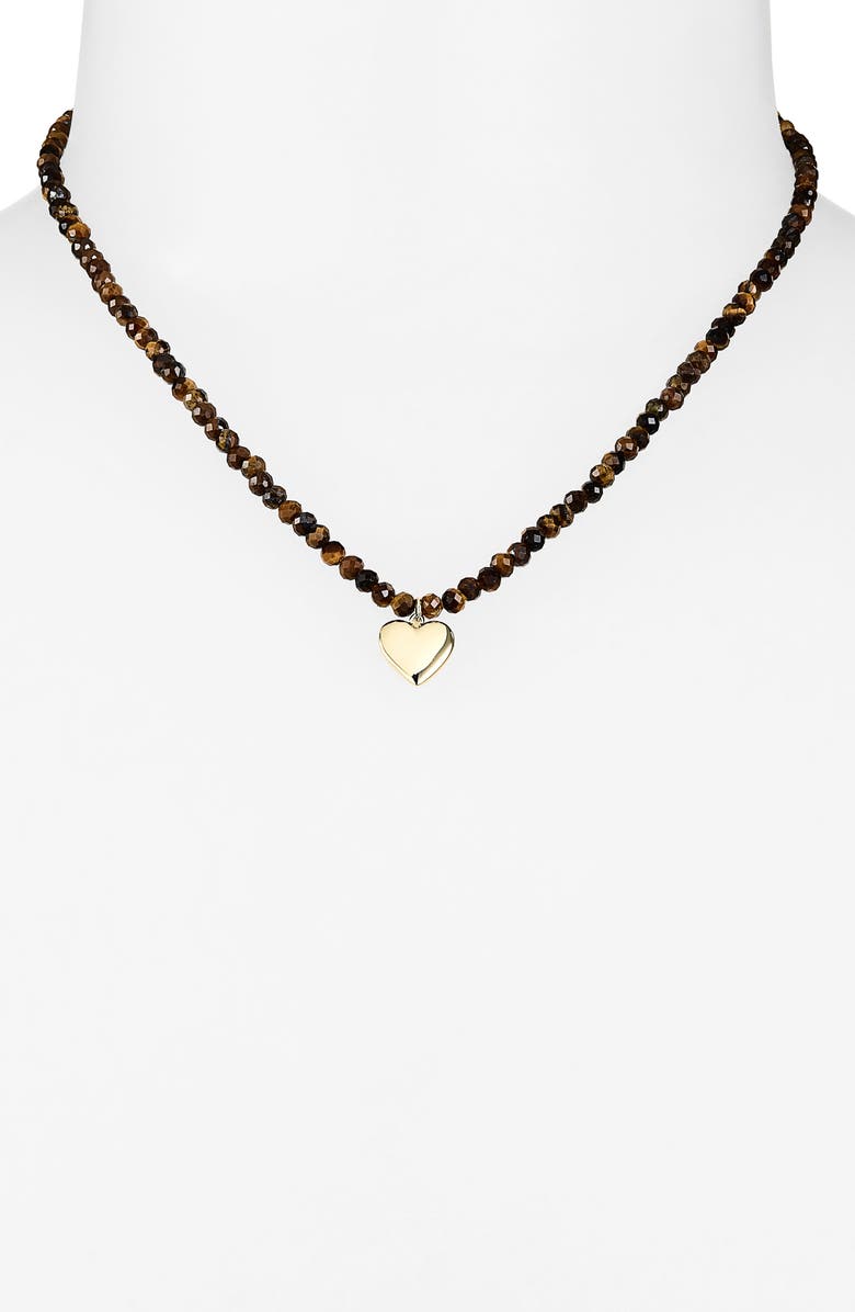 ARGENTO VIVO Tiger's Eye Heart Necklace, Alternate, color, Gold