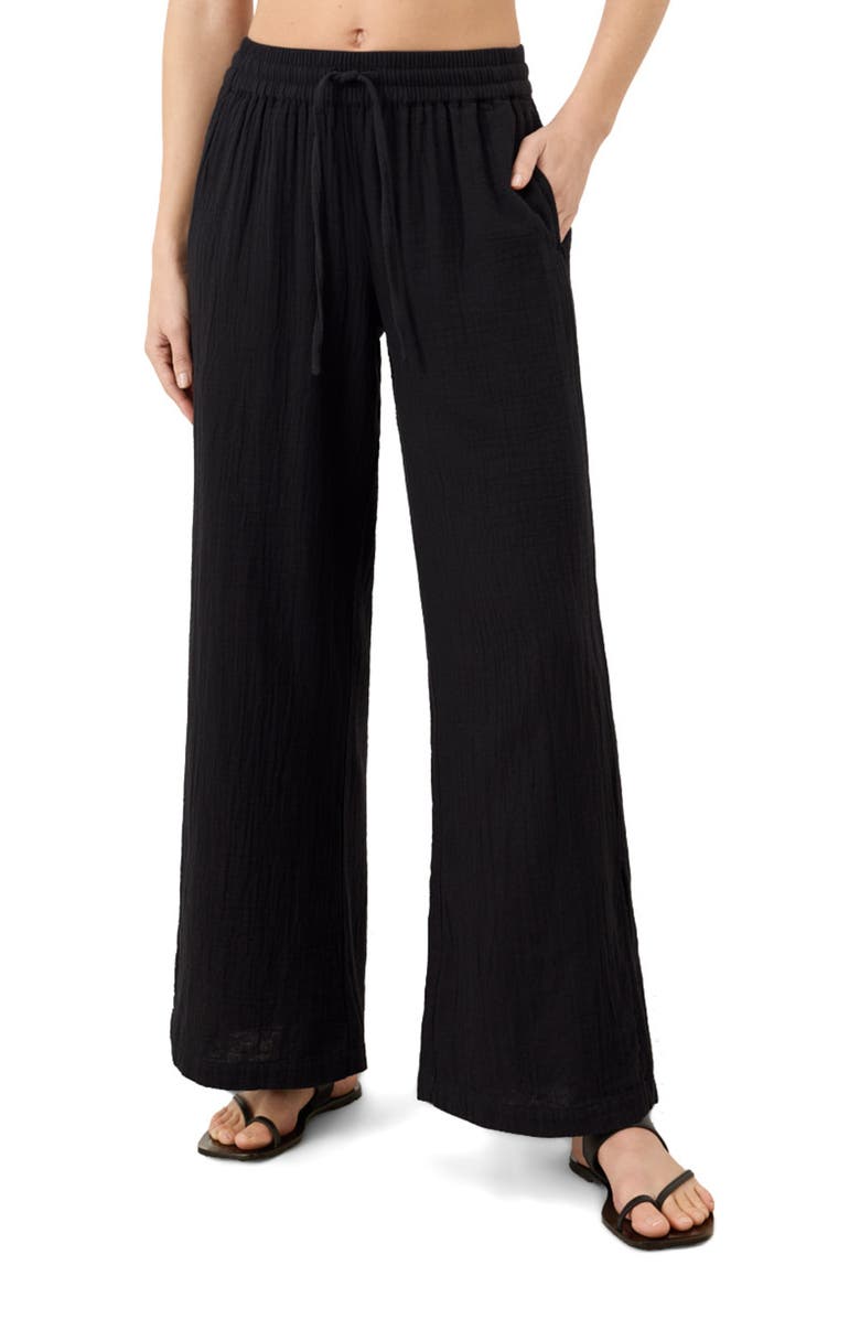 Pact Organic Cotton Coastal Double Gauze Pants, Alternate, color, Jet Black