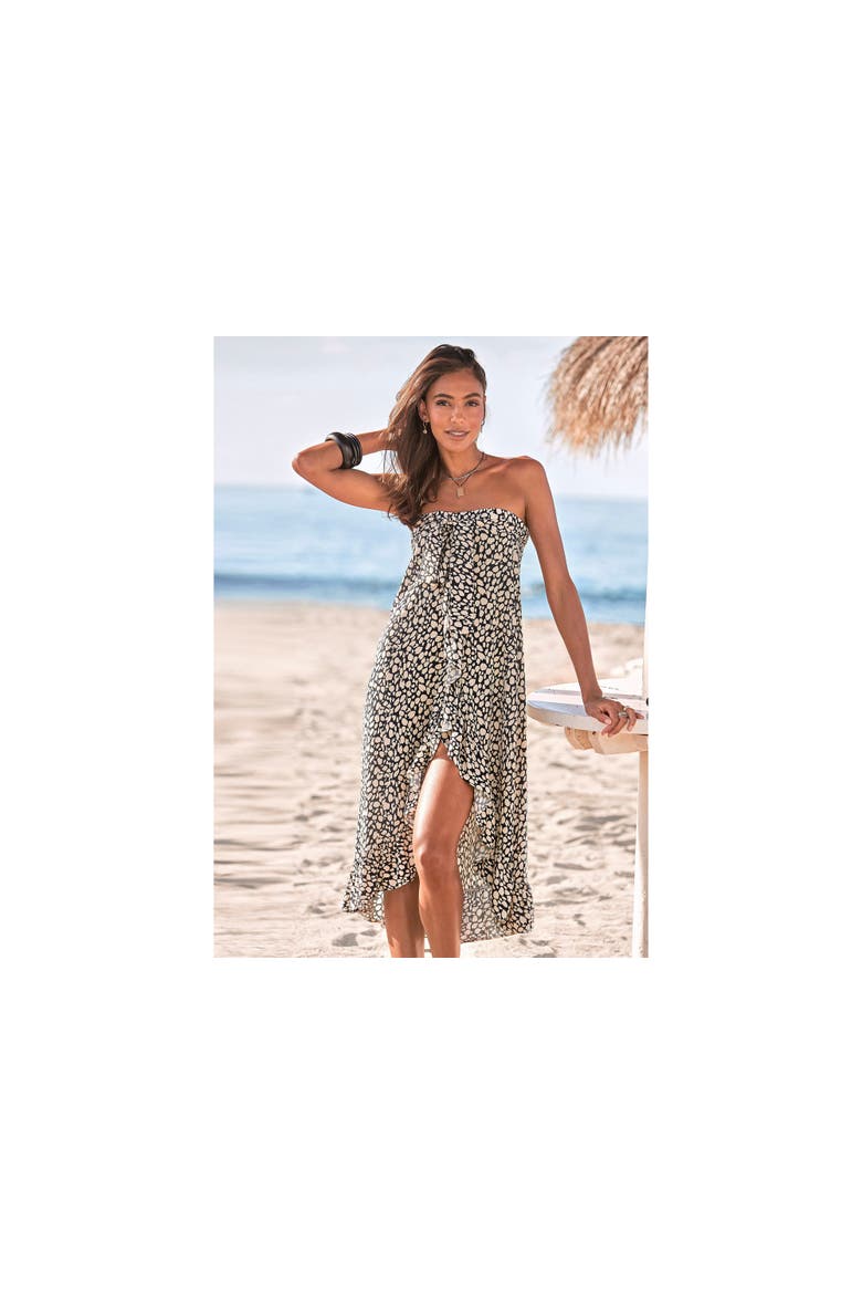 Convertible Wrap Maxi Skirt, Alternate, color, Black & Beige