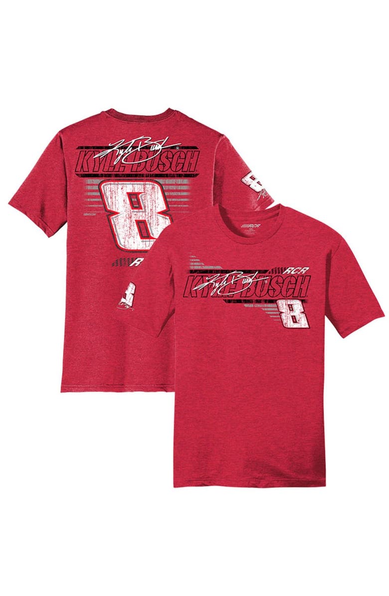 NASCAR Men's Richard Childress Racing Team Collection Heather Red Kyle Busch 3-Spot Lifestyle T-Shirt, Alternate, color,