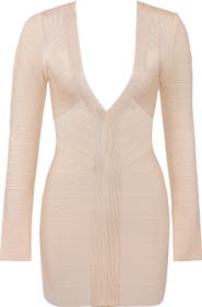 HOUSE OF CB The Super Plunge Long Sleeve Bandage Minidress