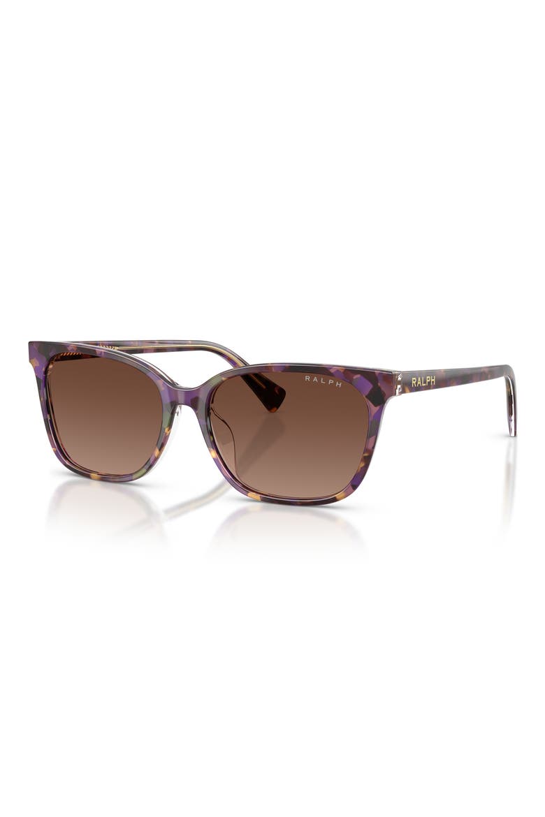 56mm Polarized Square Sunglasses, Alternate, color, VIOLET HAVANA BROWN
