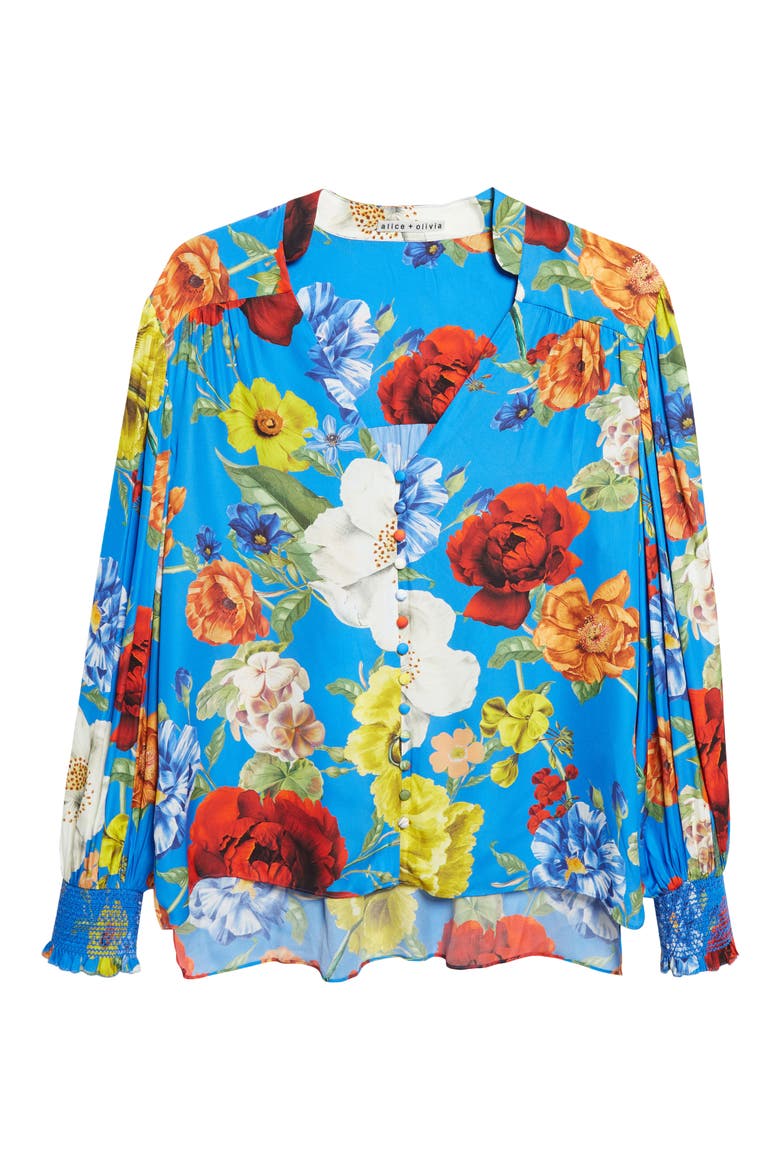 Serena Floral Button-Up Top, Alternate, color, ENDLESS BLOSSOM SM BLUE IRIS
