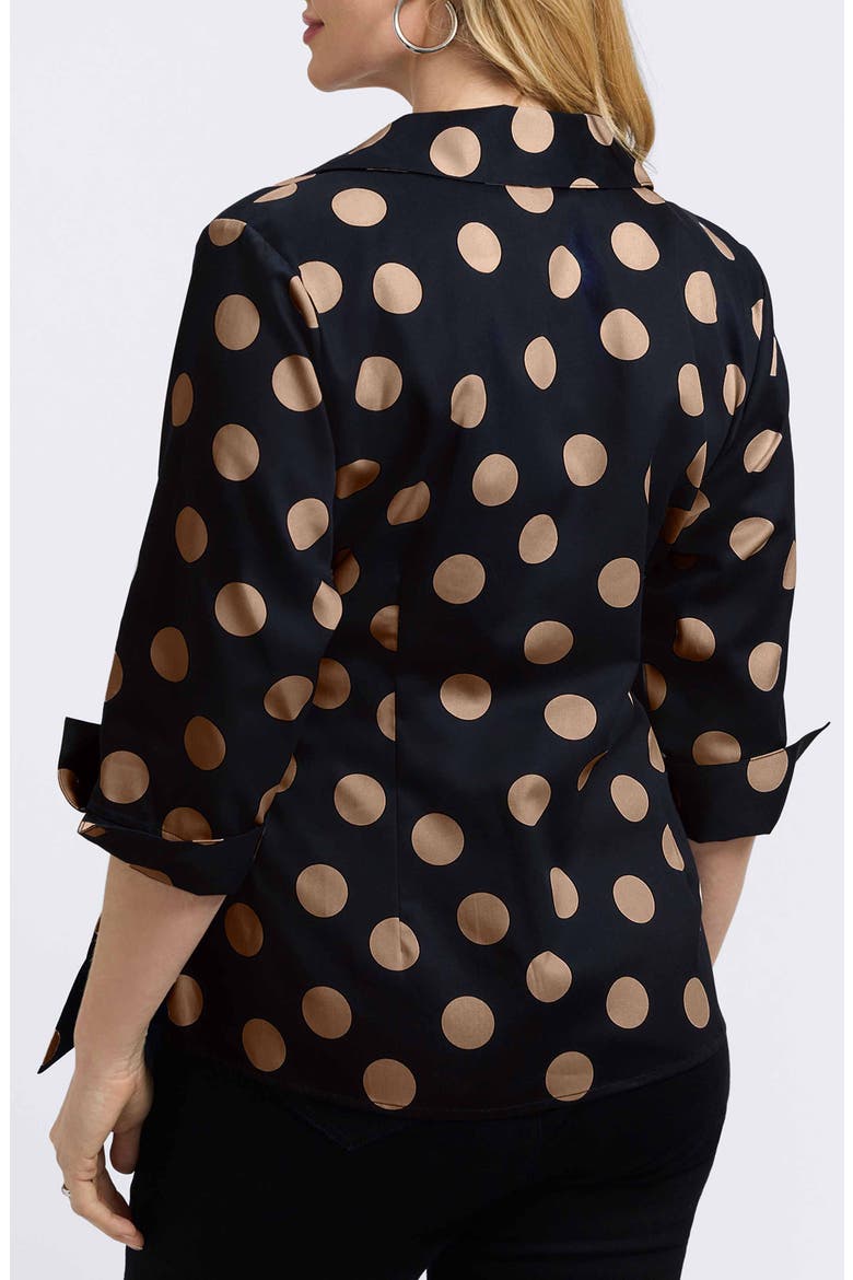 Salina Polka Dot Cotton Wrap Top, Alternate, color, BLACK/ ALMOND
