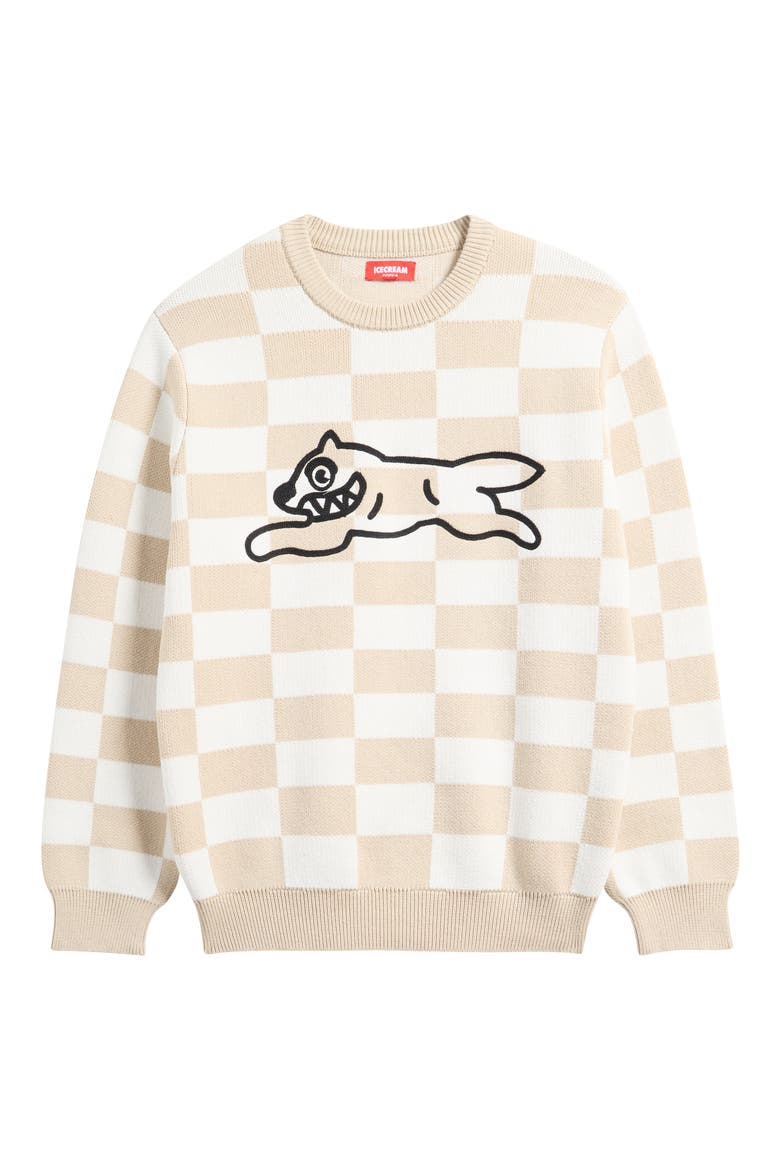 Check Logo Sweater, Alternate, color, ANTIQUE WHITE