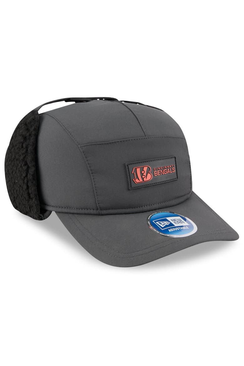 Men's New Era Charcoal Cincinnati Bengals 2025 Sideline Cold Weather Runner Dog Ear Adjustable Hat, Alternate, color, Charcoal