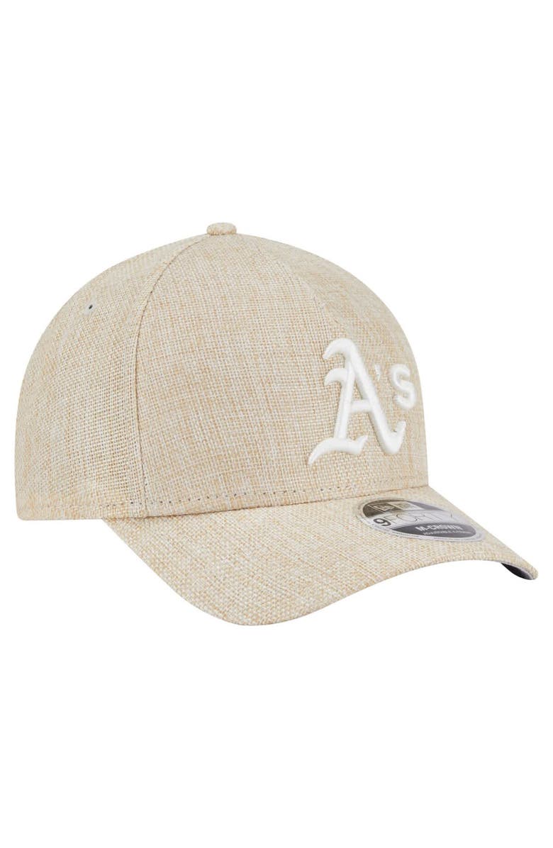 New Era Men's New Era Beige Athletics Cotton Weave M-Crown A-Frame 9FORTY Adjustable Hat, Alternate, color, Beige