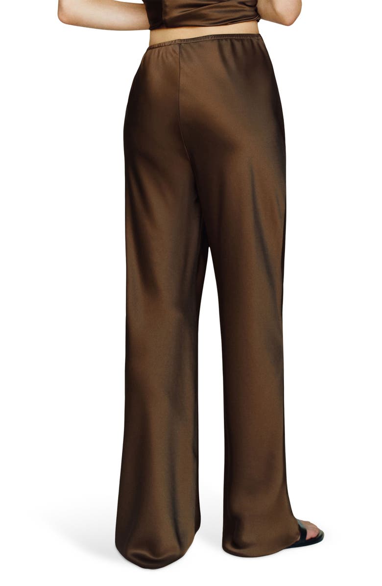 Reformation Gale Bias Cut High Waist Satin Pants, Alternate, color, Pinecone