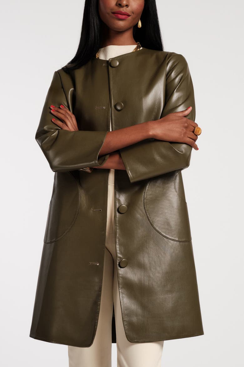 Mod Jacket Faux Leather, Alternate, color, Olive
