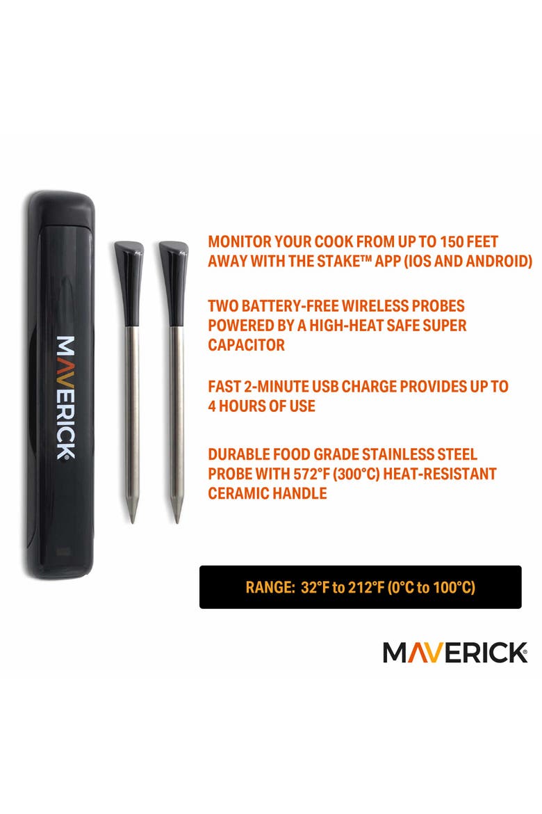STAKE Dual Probe Wireless Bluetooth Thermometer, Alternate, color, Black/Silver
