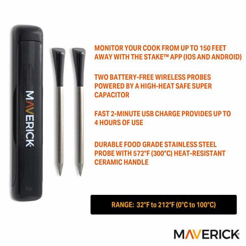 Maverick Stake Dual Probe Wireless Bluetooth Thermometer In Black