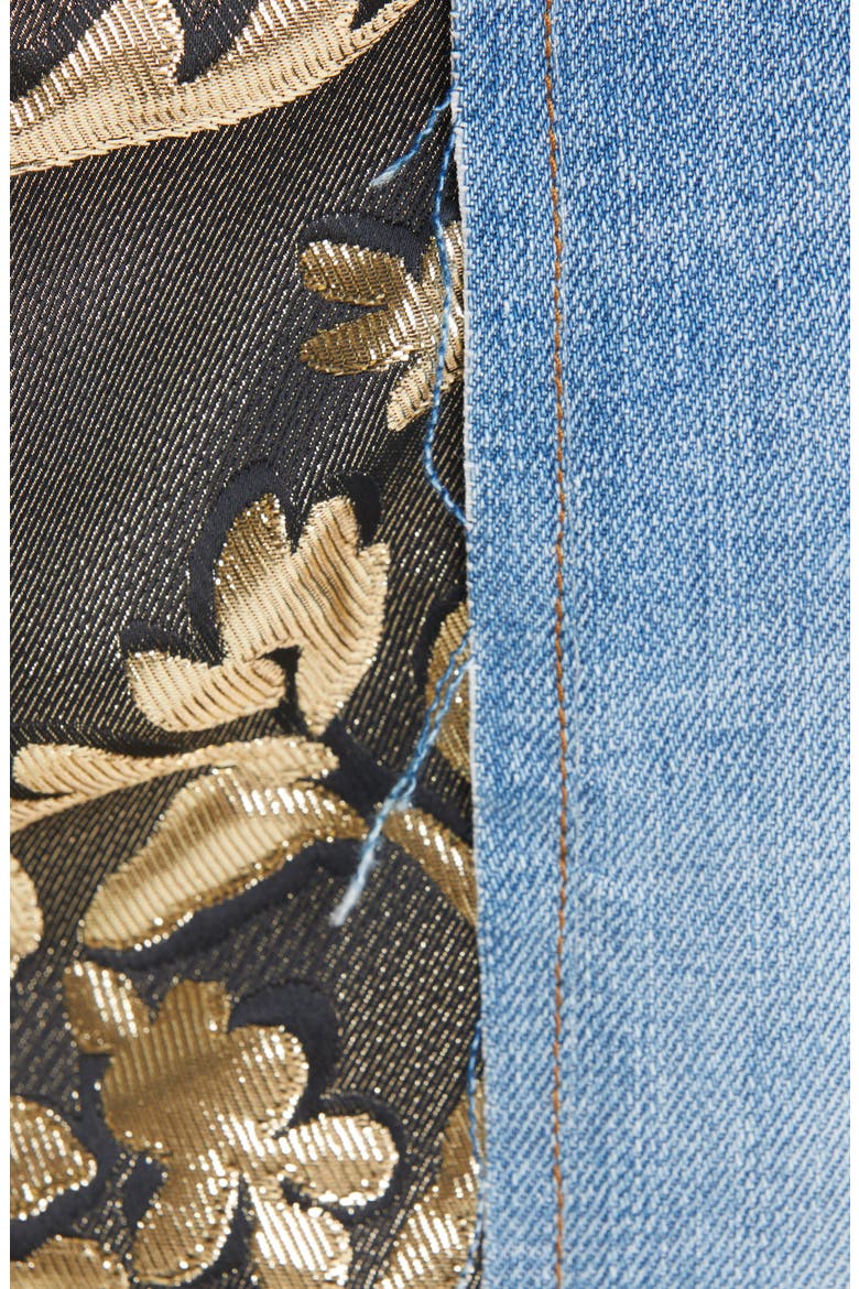 Distressed Brocade Patchwork Relaxed Crop Jeans, Alternate, color, MULTI