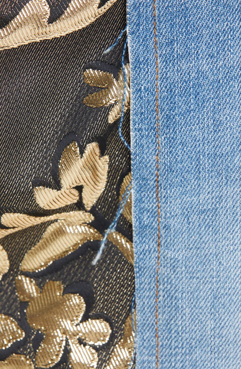 Dolce&Gabbana Distressed Brocade Patchwork Relaxed Crop Jeans, Alternate, color, 