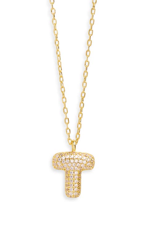 Cubic Zirconia Bubble Inital Pendant Necklace