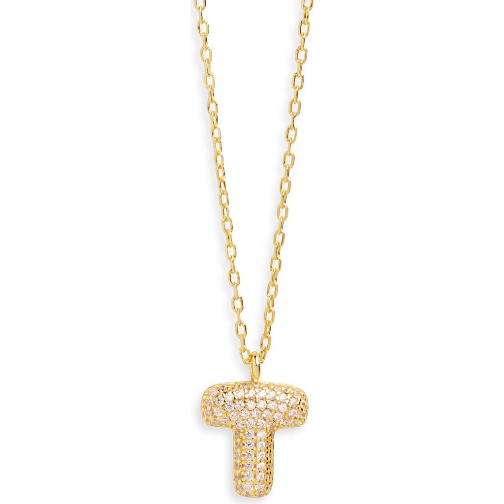 Argento Vivo Sterling Silver Cubic Zirconia Bubble Inital Pendant Necklace In Gold