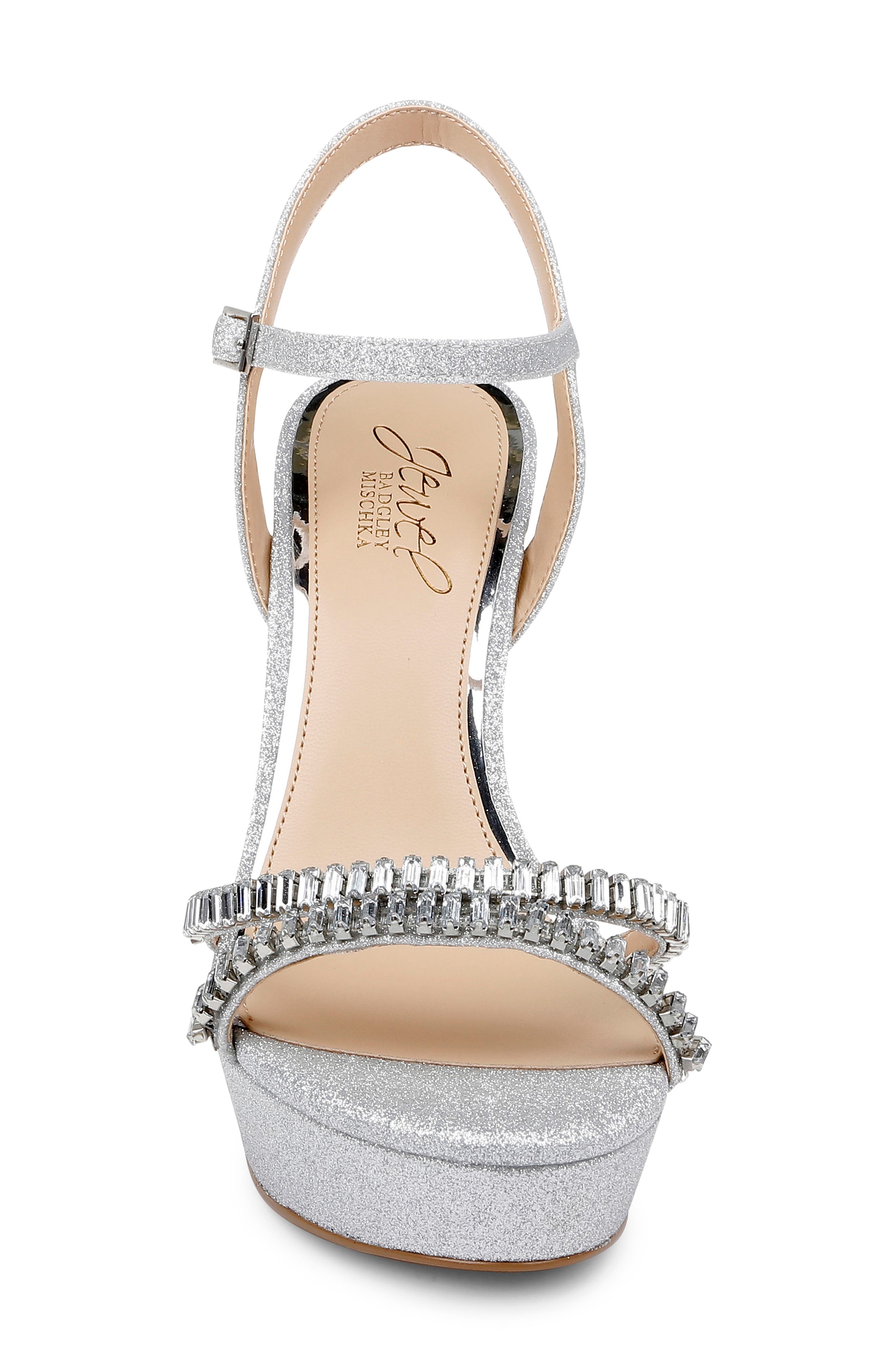 Jewel Badgley Mischka Gallant Platform Sandal, Alternate, color, Silver Gli