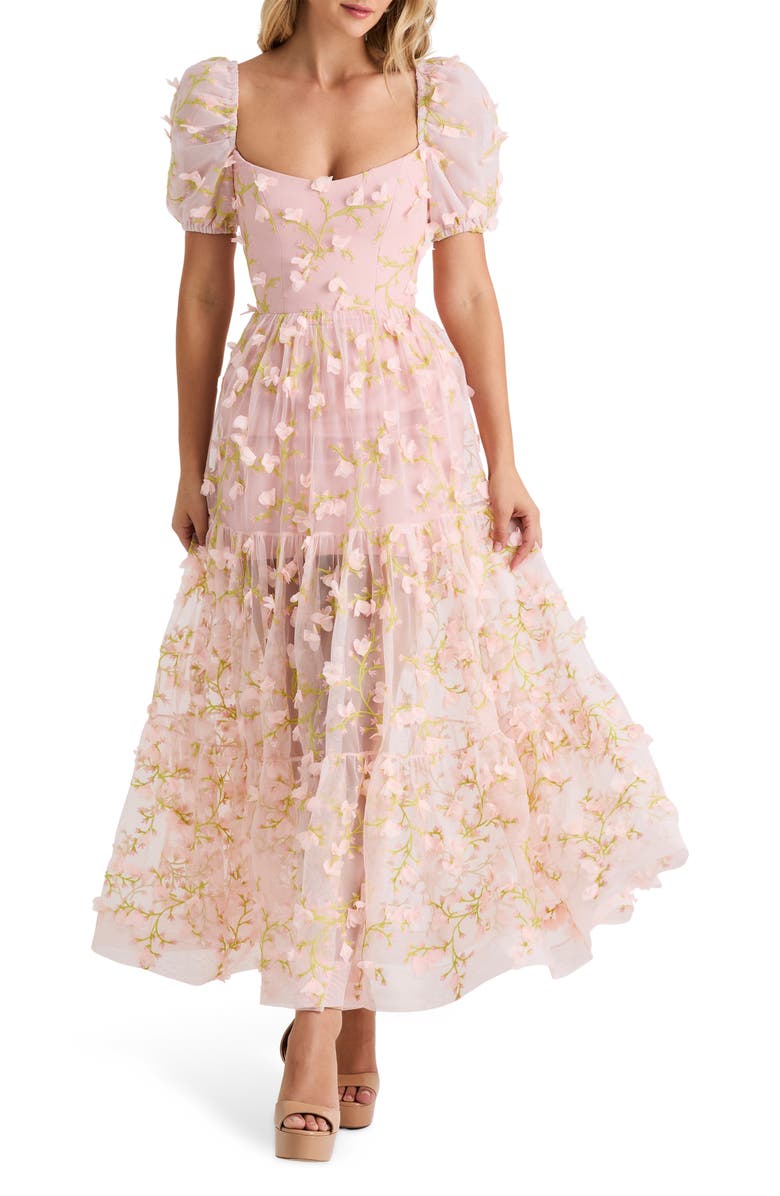 HELSI Corrine 3D Puff Sleeve Gown, Main, color, 