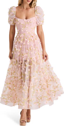 Corrine 3D Puff Sleeve Gown