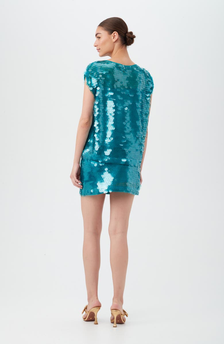 Trina Turk Malaparte Sequin Top, Alternate, color, Turquoise