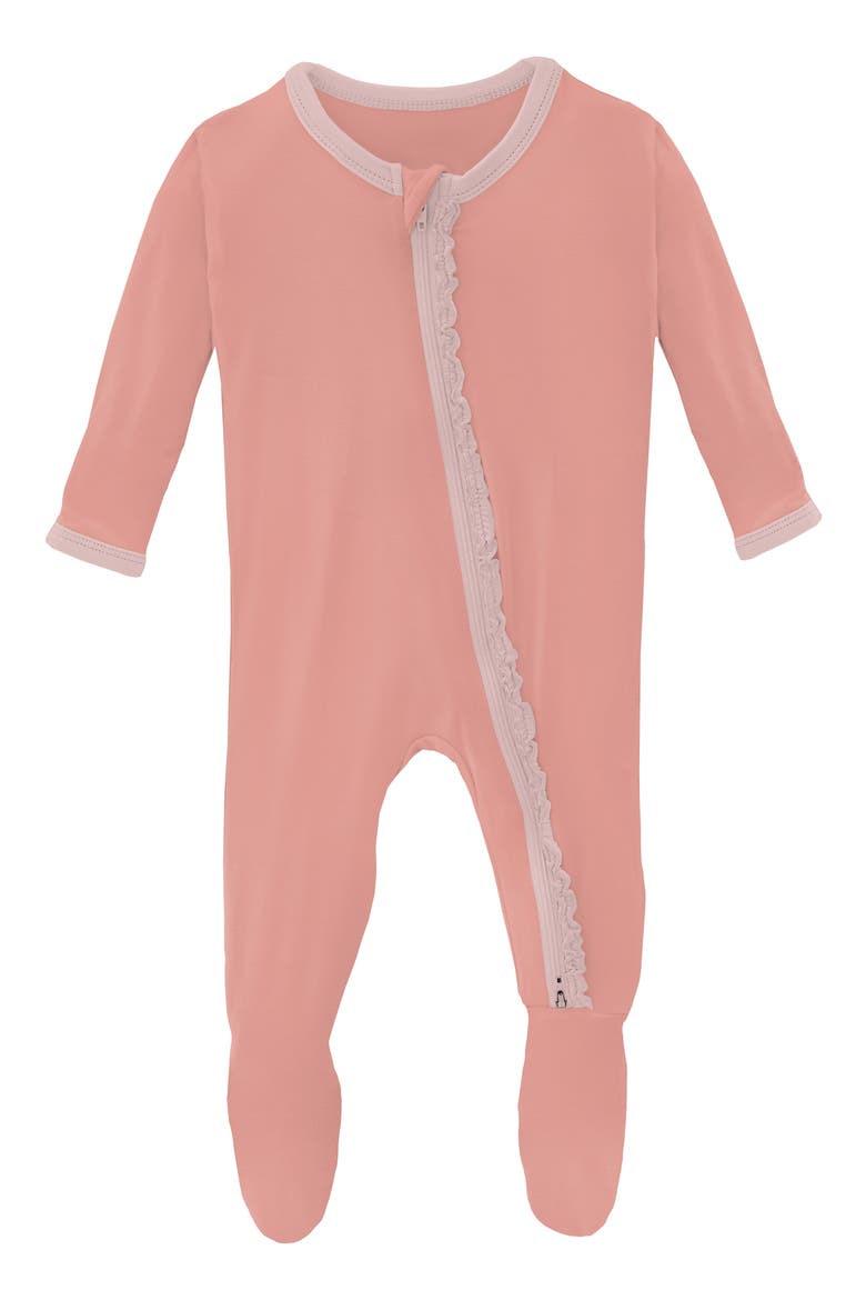 Muffin Ruffle Zip Footie, Main, color, BLUSH WITH BABY ROSE