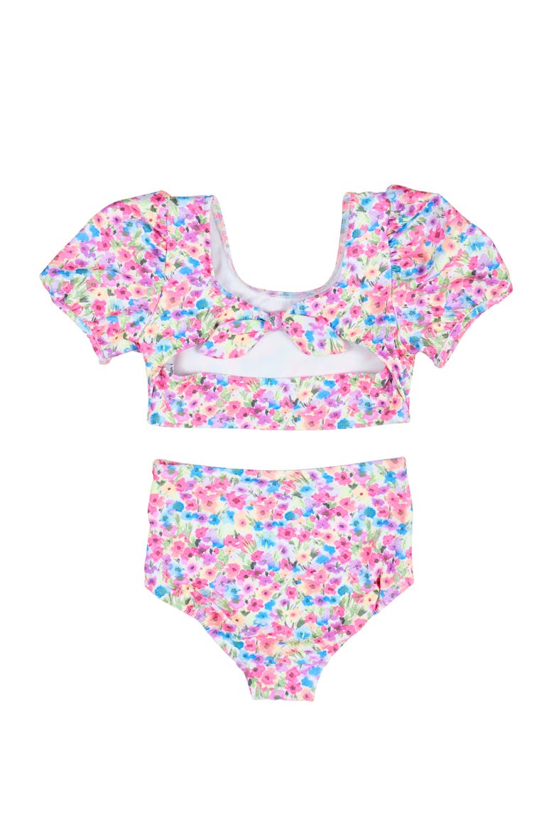 Floral Puff Sleeve Bikini, Alternate, color, Multicolor