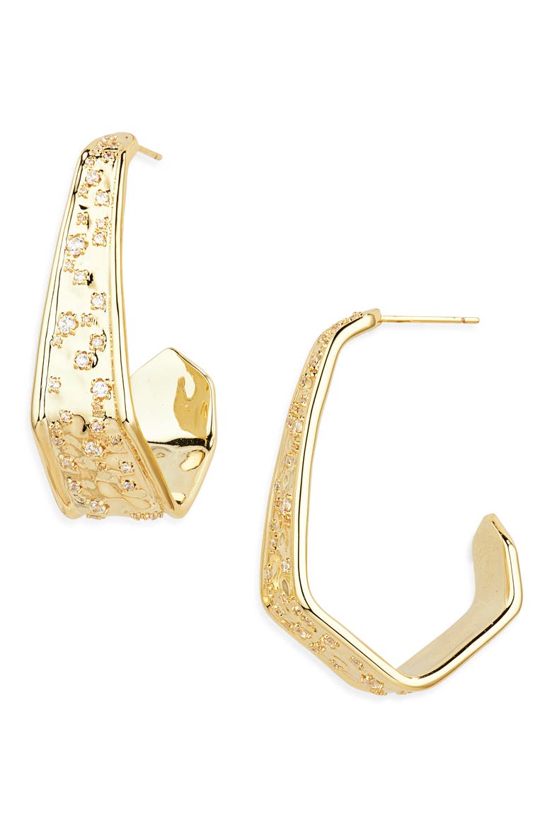 Lexi Geometric Hoop Earrings, Main, color, GOLD/ WHITE