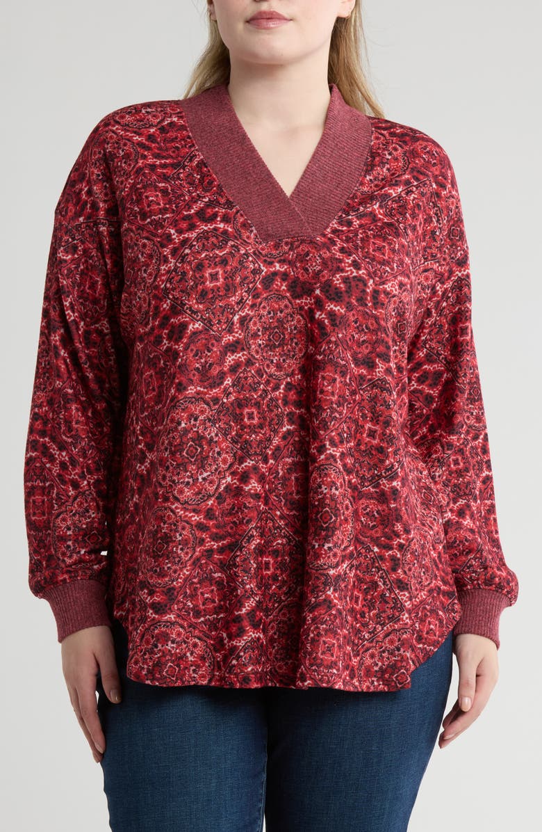 RUBY RD Mandala Long Sleeve Hacci Top, Main, color,