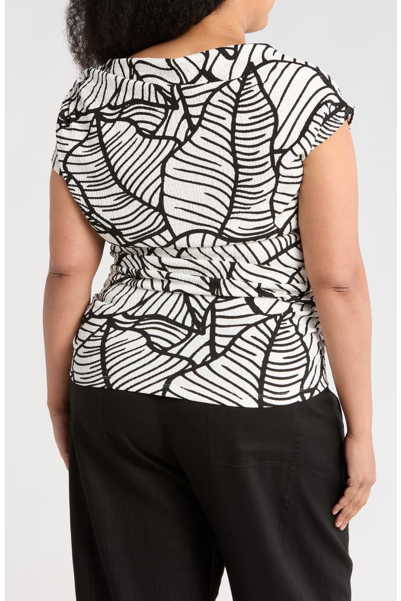 Funnel Neck Top, Alternate, color, WHITE/ BLACK