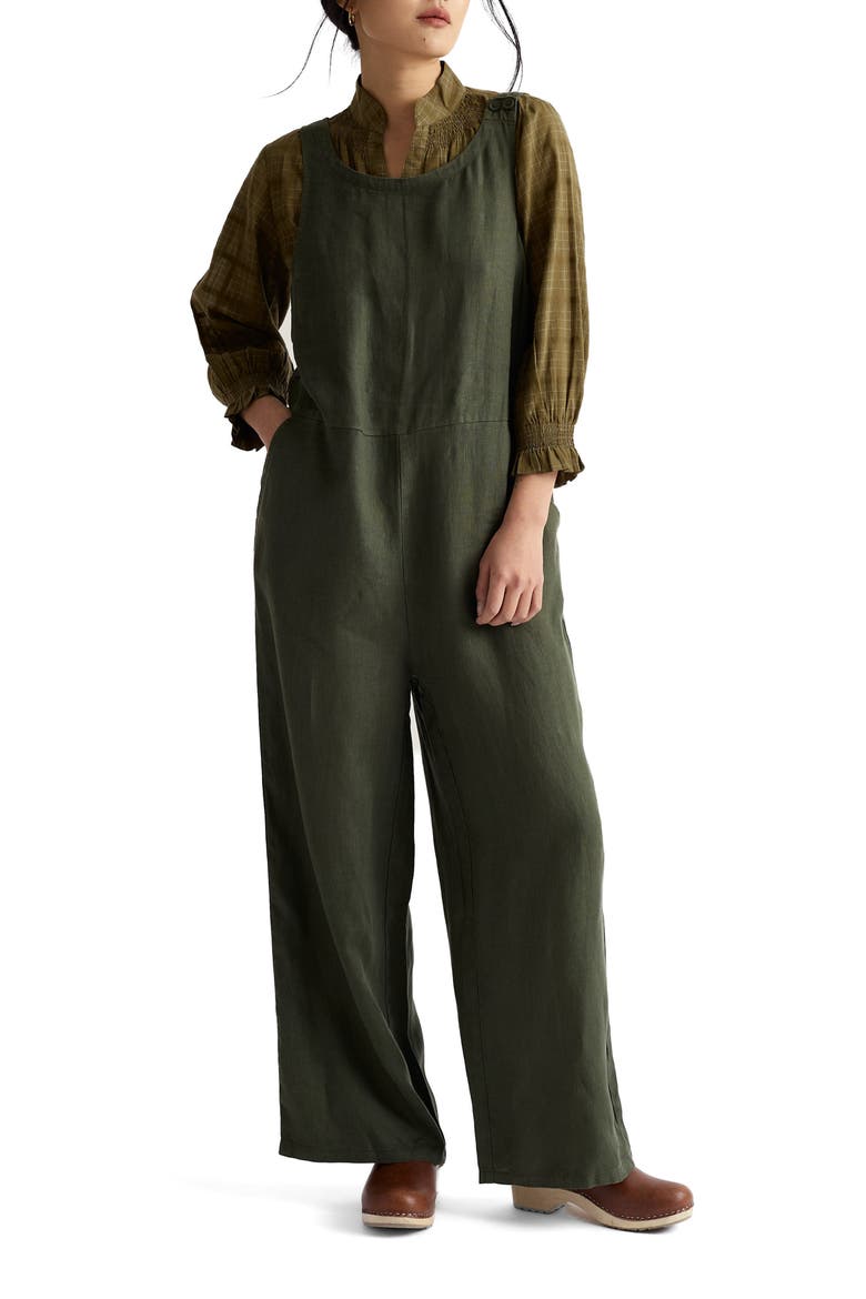 Salt Air Wide Leg Linen Jumpsuit, Main, color, BEECH
