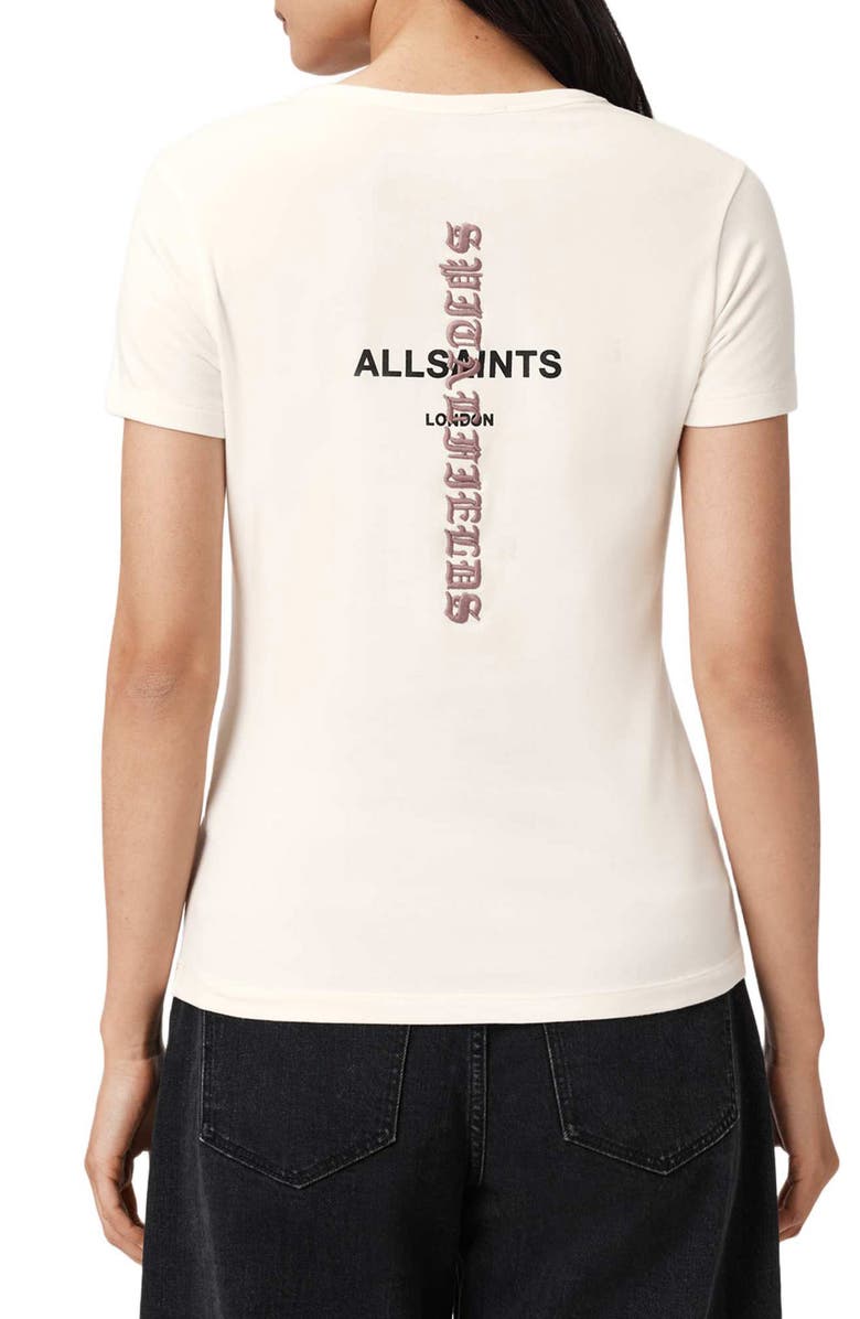 AllSaints Knox Stevie Logo T-Shirt, Alternate, color, Ashen White