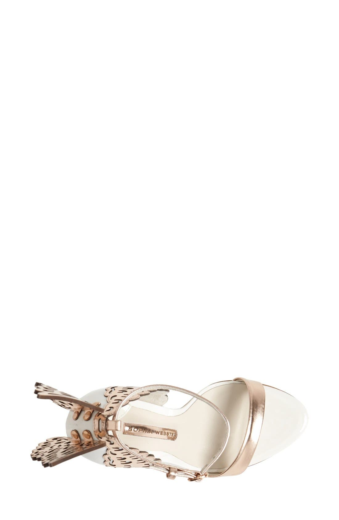 'Evangeline' Sandal, Alternate, color, WHITE/ ROSE GOLD