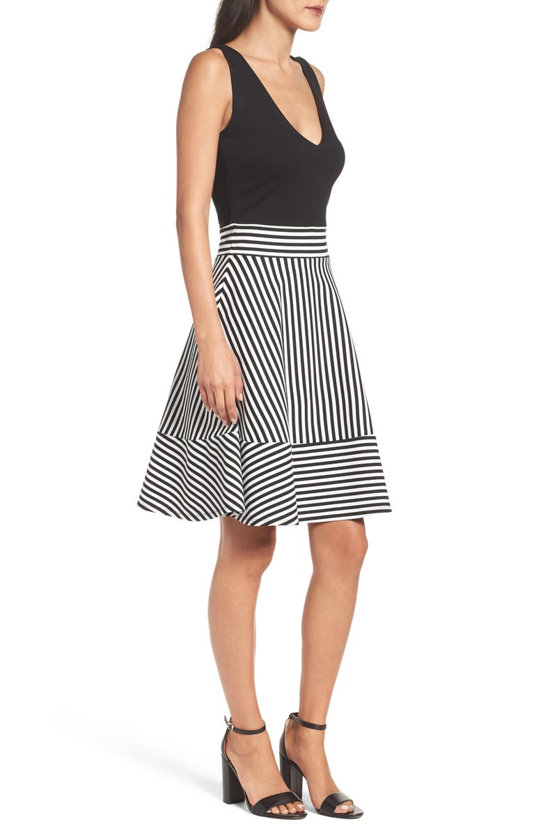 Felicity & Coco Lala Stripe Fit & Flare Dress, Alternate, color, 