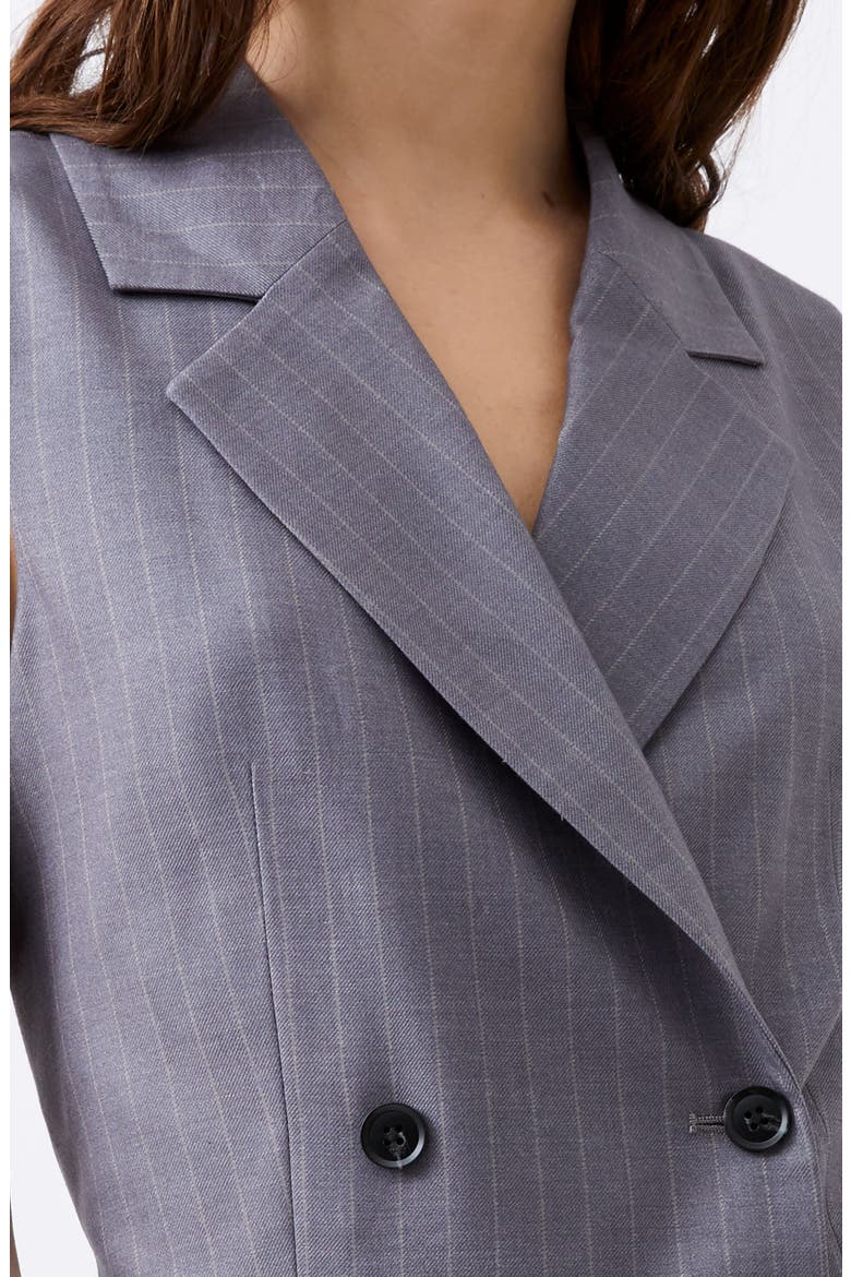 Fiorella Pinstripe Double Breasted Minidress, Alternate, color, GREY