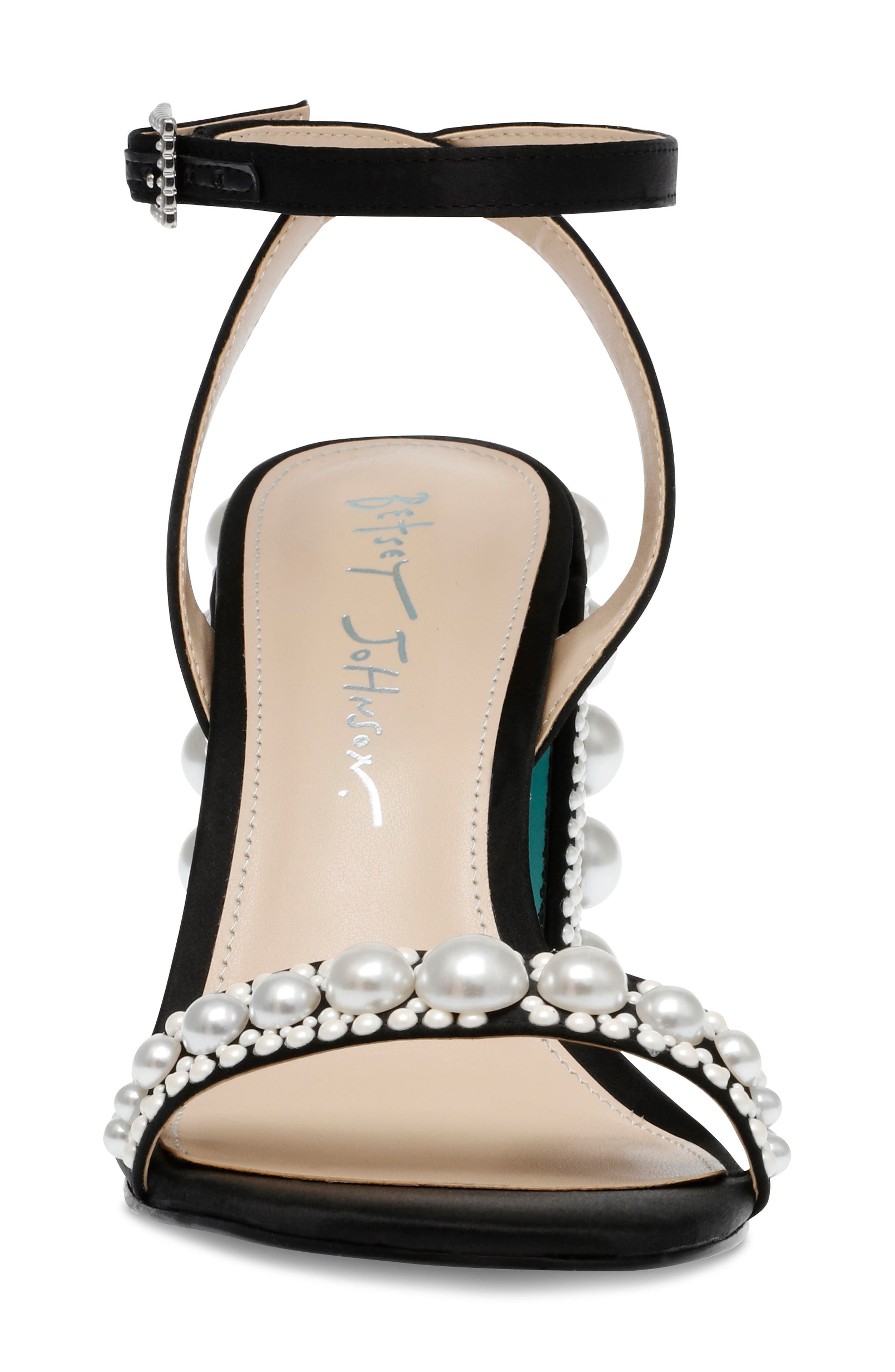 Betsey Johnson Lexi Imitation Pearl Ankle Strap Sandal, Alternate, color, 
