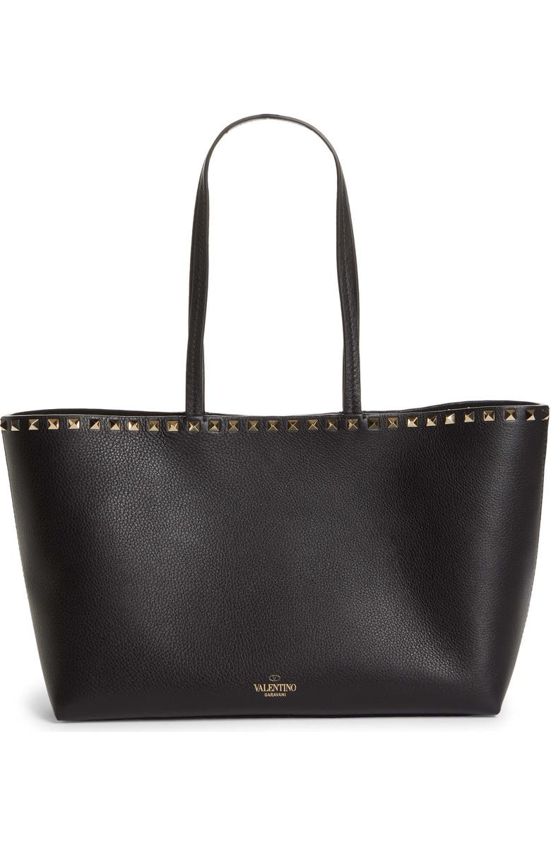 Valentino Garavani Small Rockstud Leather Tote, Main, color,
