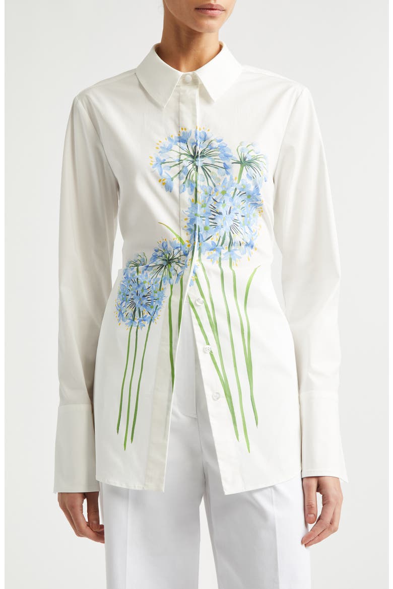Allium Cotton Poplin Blouse, Main, color, BLUE/ WHITE