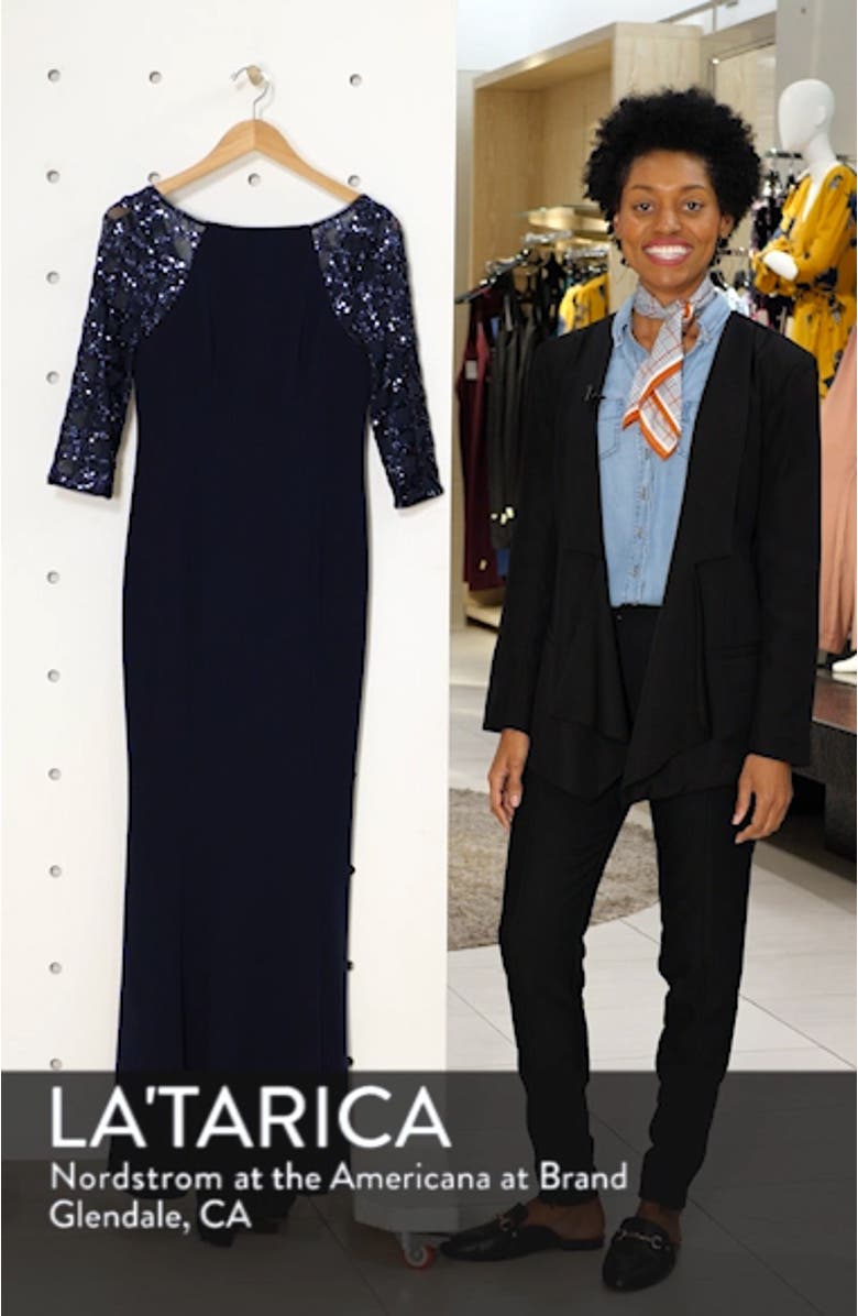 Sequin Crepe Trumpet Gown, sales video thumbnail