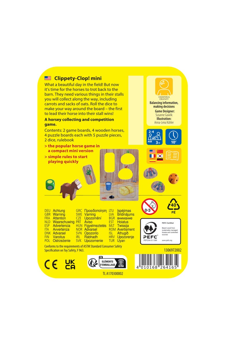 HABA Clippety-clop! Mini Travel Game for Horse Lovers Ages 3+, Alternate, color, 