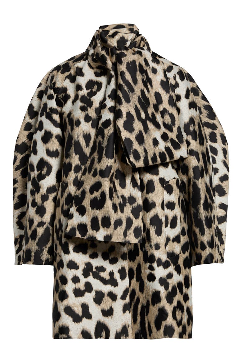 Bow Scarf Short Coat, Main, color, BEIGE