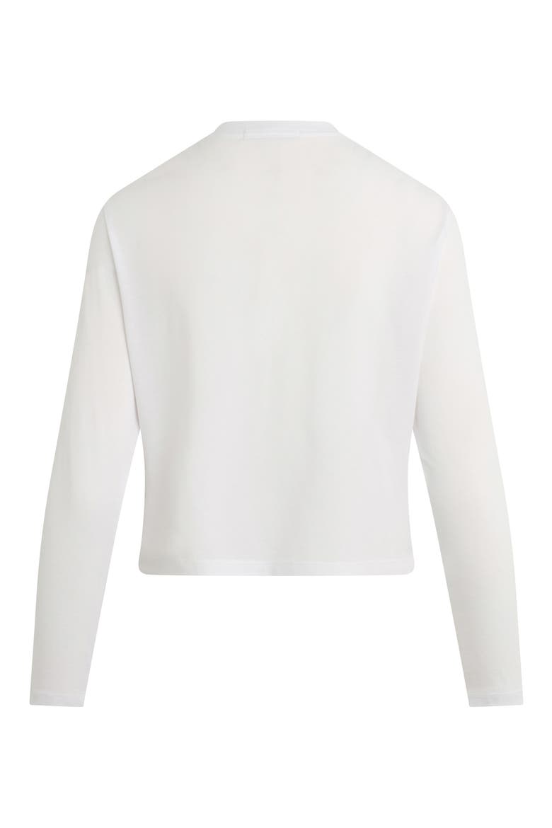 The Cropped Collegiate Long Sleeve Graphic T-Shirt, Alternate, color, WHITE/ LIGHT BLUE
