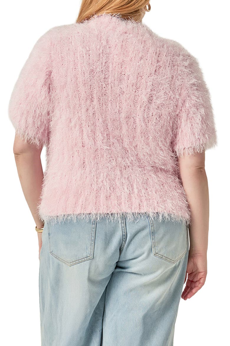 Fuzzy Short Sleeve Sweater, Alternate, color, PINK