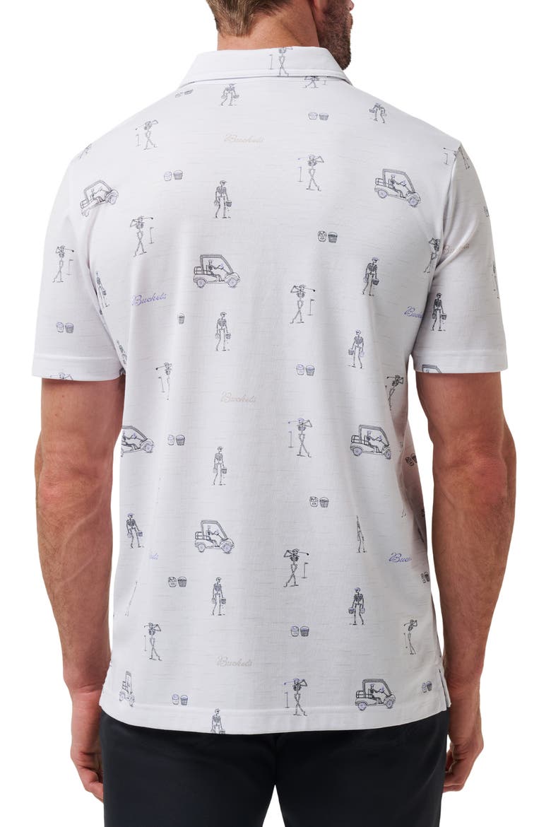City Skeleton Print Golf Polo, Alternate, color, WHITE