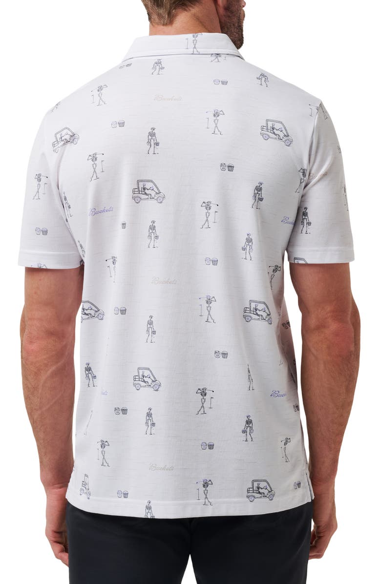 TravisMathew City Skeleton Print Golf Polo, Alternate, color, White