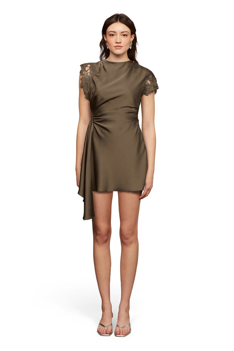 Zina ruched mini dress, Main, color, Mosswood